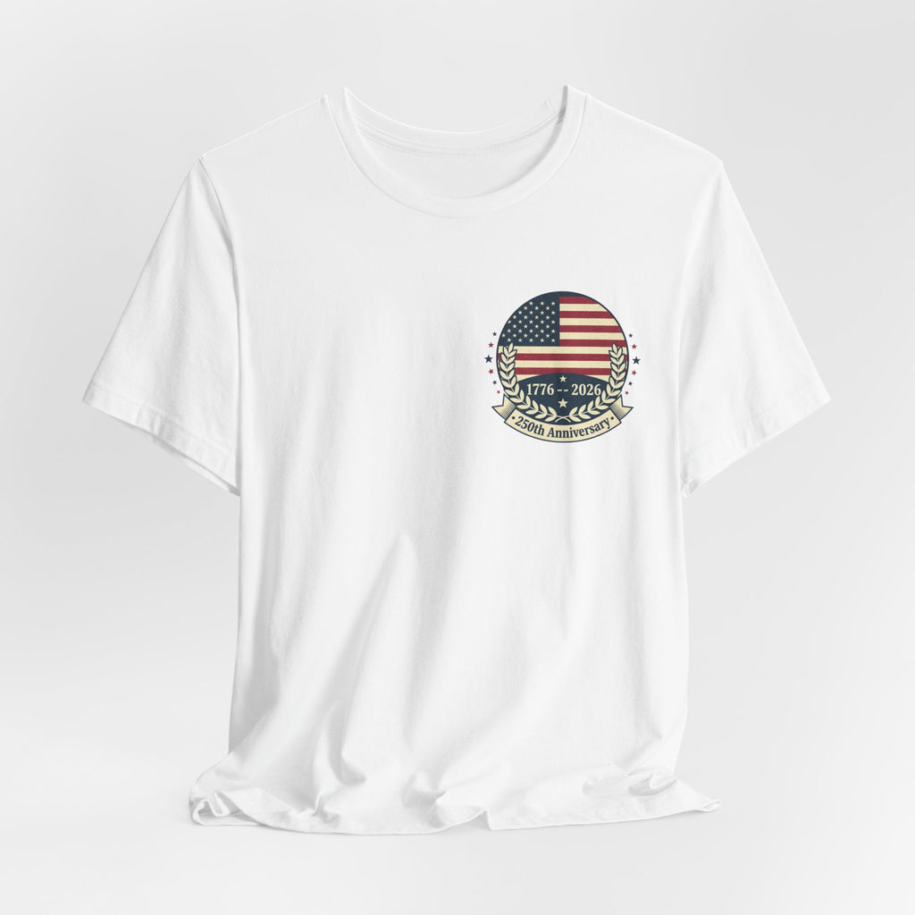 American Flag Emblem Tee — 1776–2024 Patriotic Short Sleeve Shirt