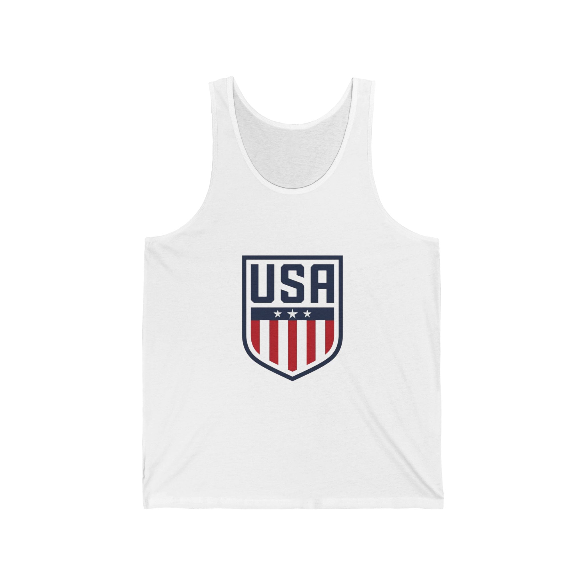 USA Shield Tank Top — Patriotic Red White Blue Athletic Jersey Tank