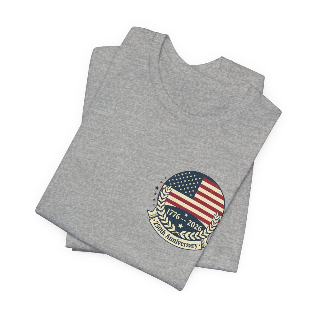 American Flag Emblem Tee — 1776–2024 Patriotic Short Sleeve Shirt