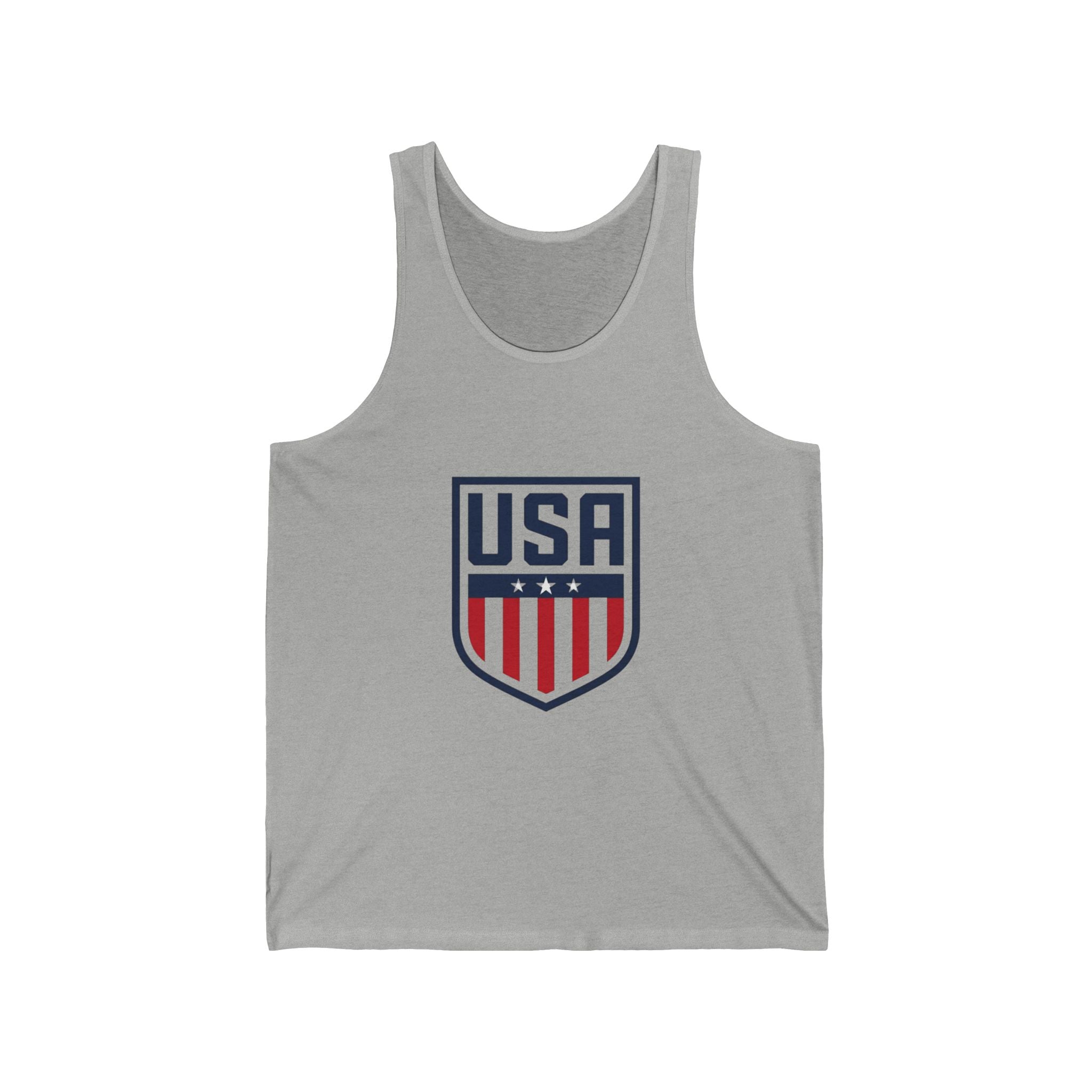 USA Shield Tank Top — Patriotic Red White Blue Athletic Jersey Tank