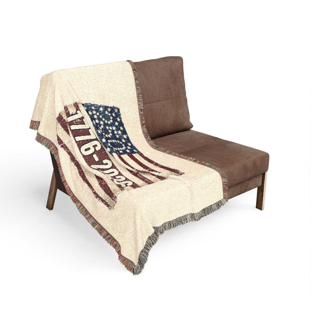 250th Anniversary American Flag Woven Blanket - 1776-2026 Patriotic Throw