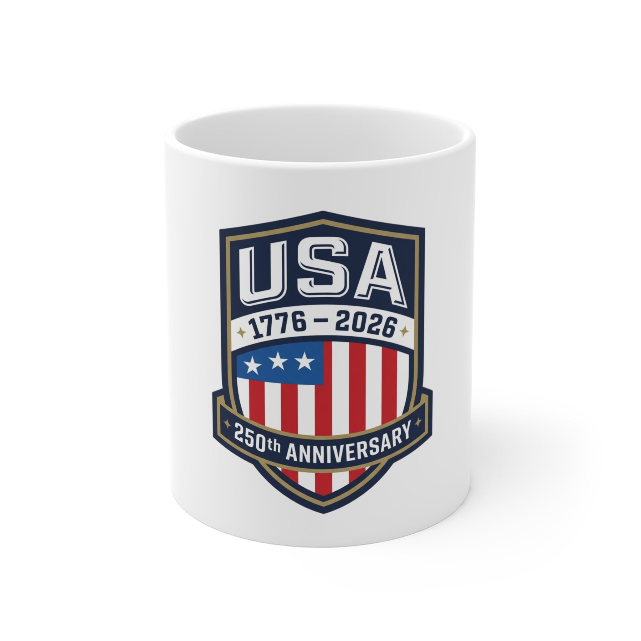 USA 250th Anniversary Coffee Mug – 1776–2026 Patriotic Shield Design