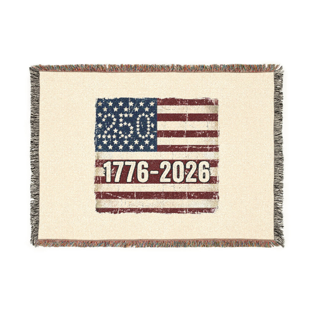 250th Anniversary American Flag Woven Blanket - 1776-2026 Patriotic Throw