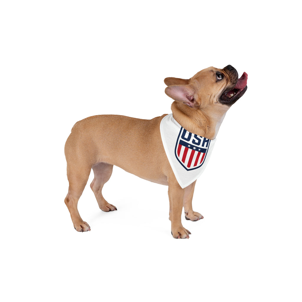 USA Shield Pet Bandana – Patriotic Red White & Blue Dog Scarf for 4th of July, Sporting Events & Everyday Wear