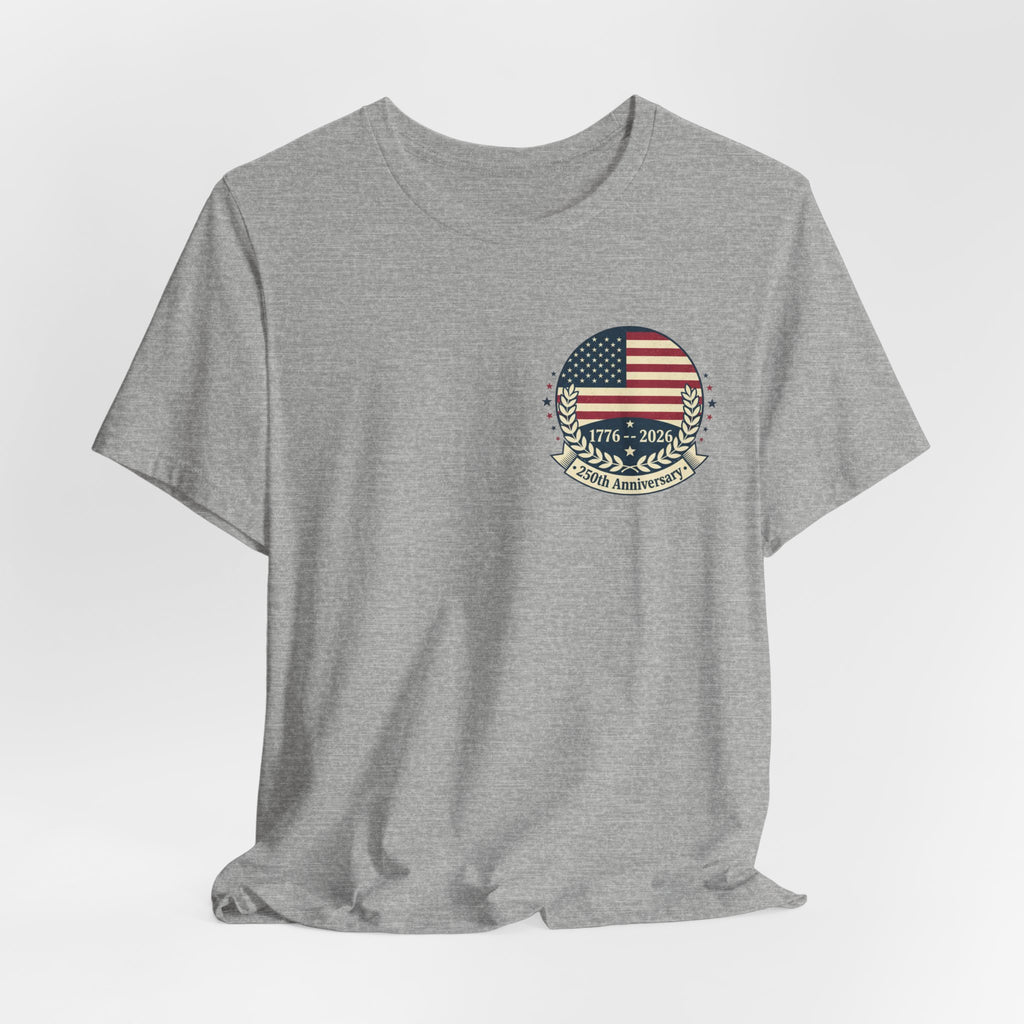 American Flag Emblem Tee — 1776–2024 Patriotic Short Sleeve Shirt