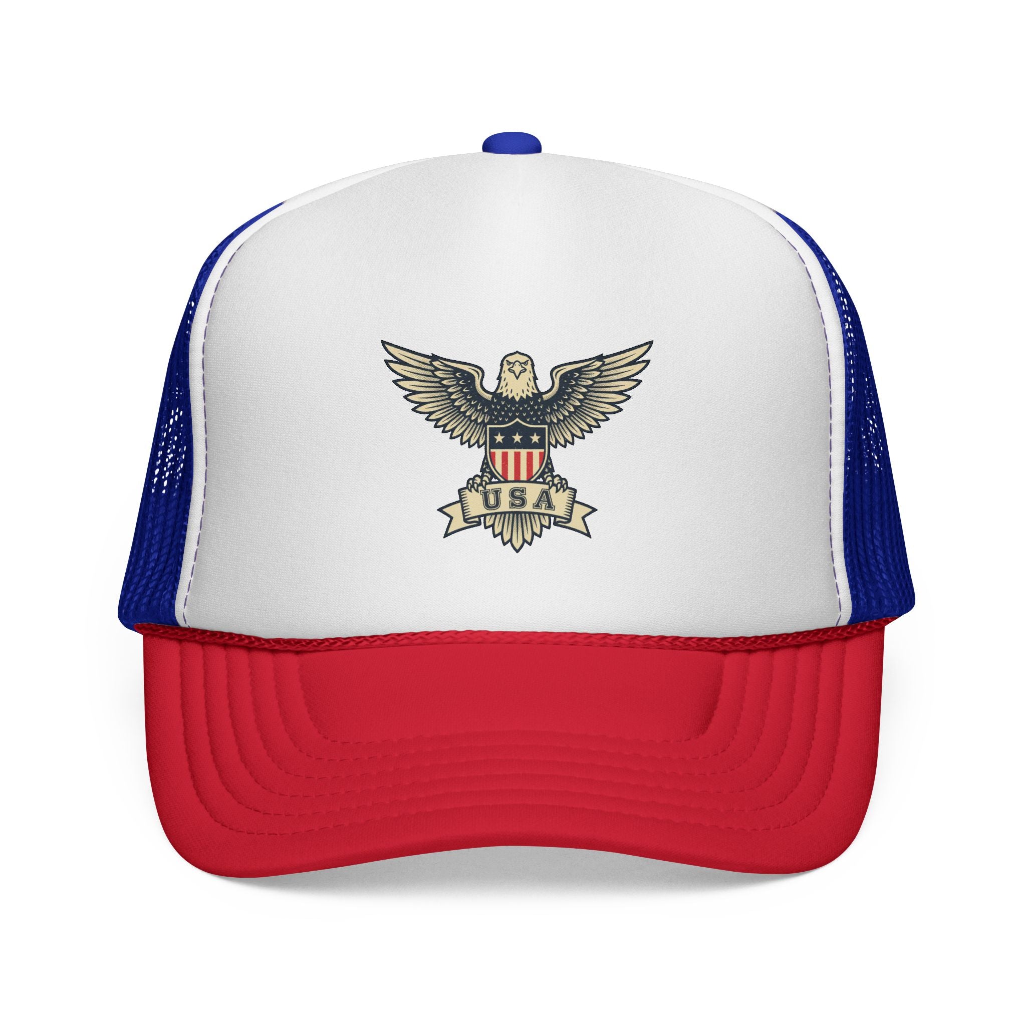 USA Eagle Trucker Hat — Vintage Patriotic Mesh Cap