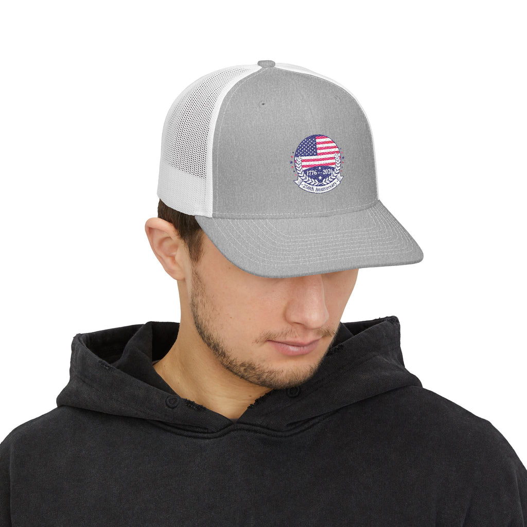 Celebrate America’s 250 years! Patriotic Trucker Cap.