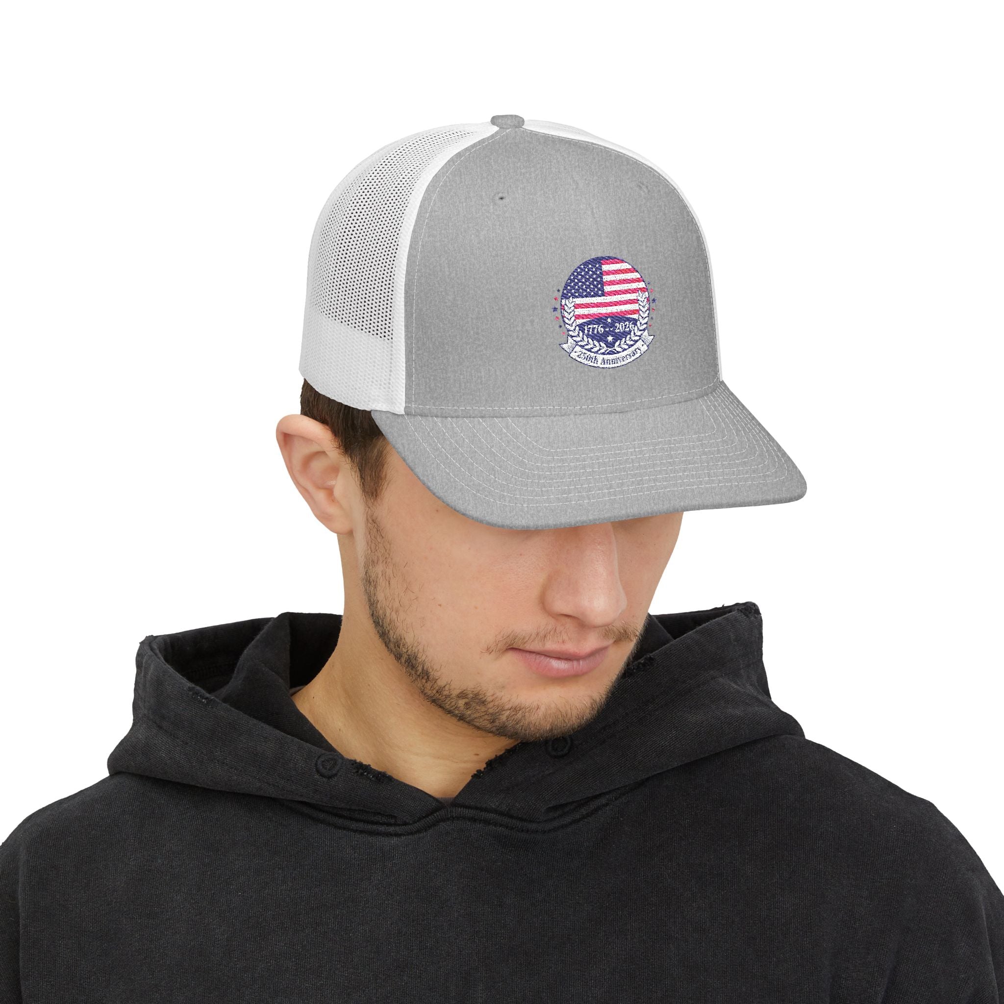Celebrate America’s 250 years! Patriotic Trucker Cap.