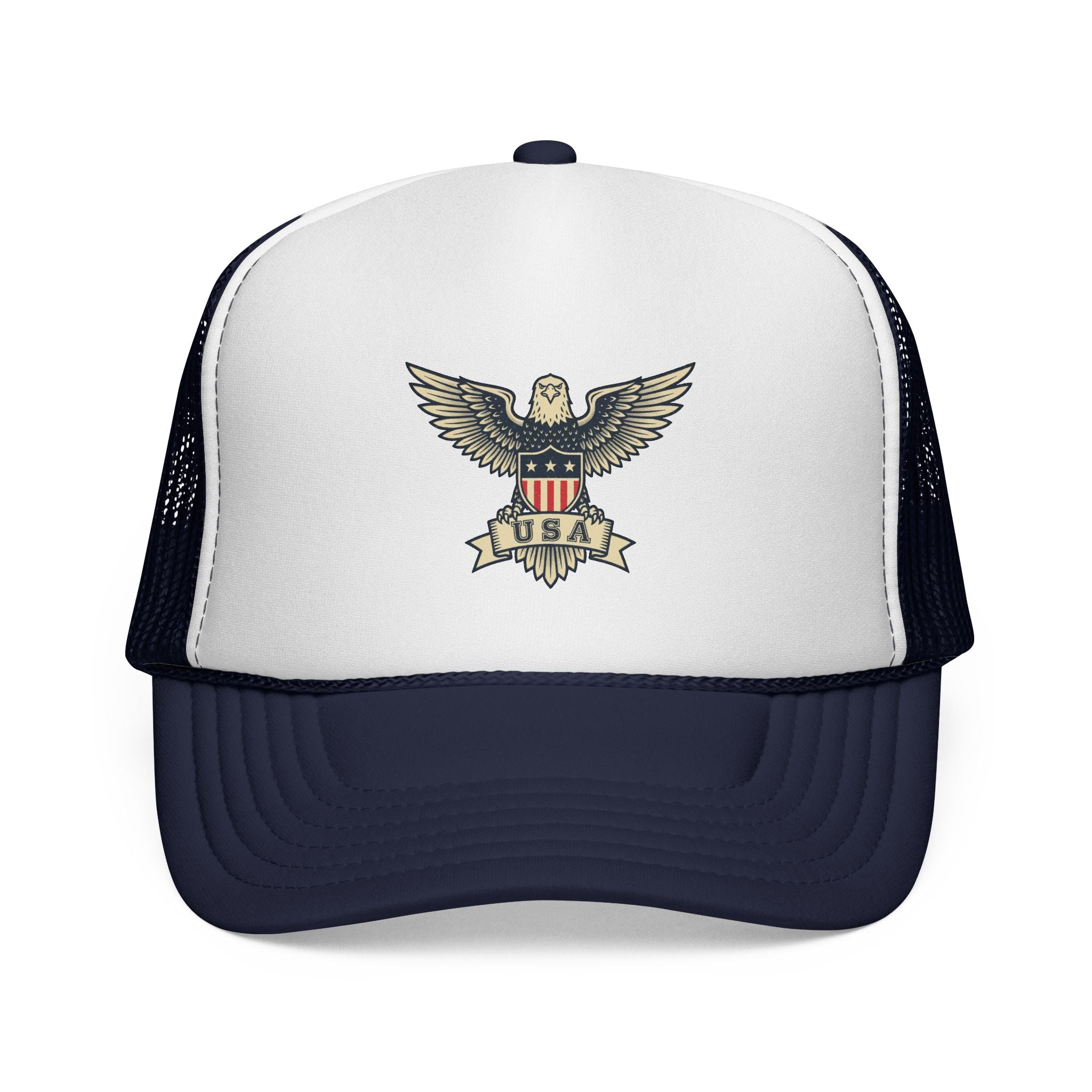 USA Eagle Trucker Hat — Vintage Patriotic Mesh Cap