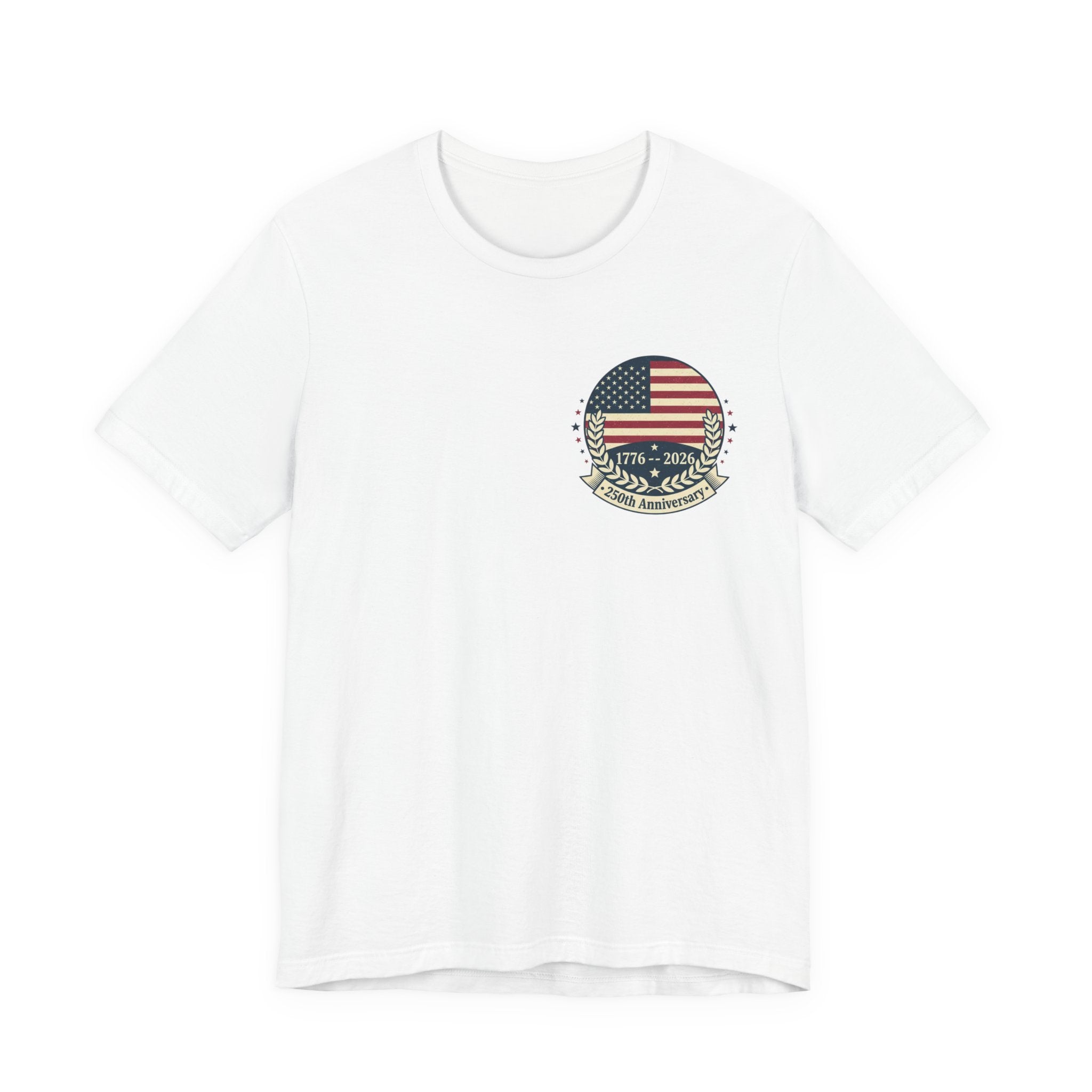 American Flag Emblem Tee — 1776–2024 Patriotic Short Sleeve Shirt
